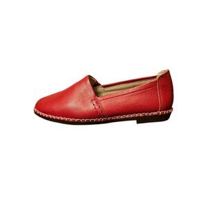 Taxi Red Leather Espadrilles NWOT